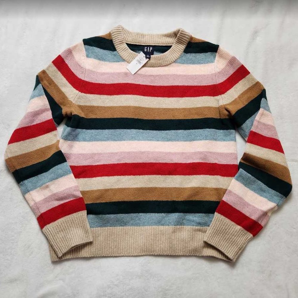 New women's Gap happy stripe CashSoft crewneck colorful stripe sweater - Picture 3 of 11